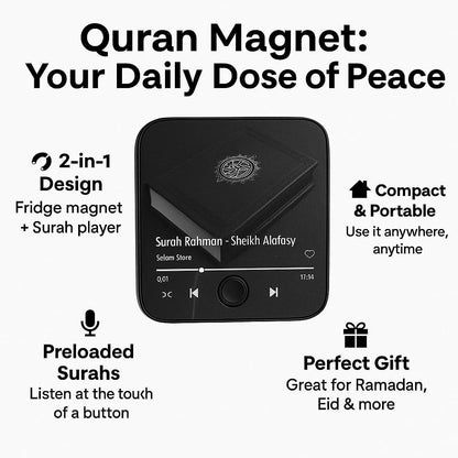 Quran Magnet with Built-in Surah Player – Portable Islamic Audio Device