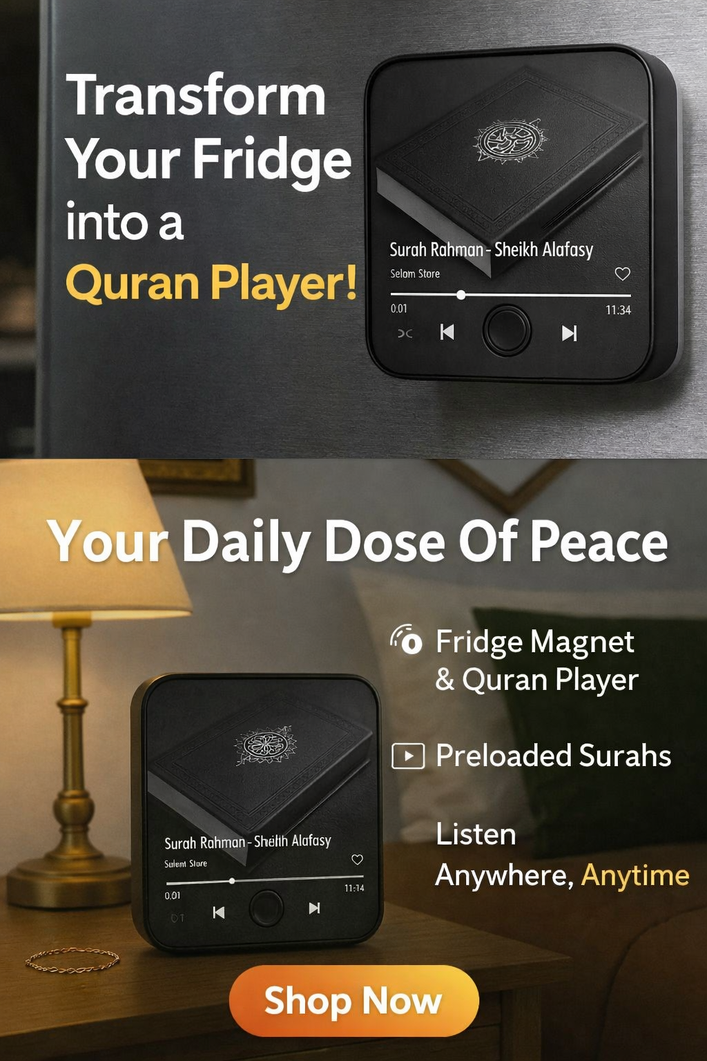 Quran Magnet with Built-in Surah Player – Portable Islamic Audio Device