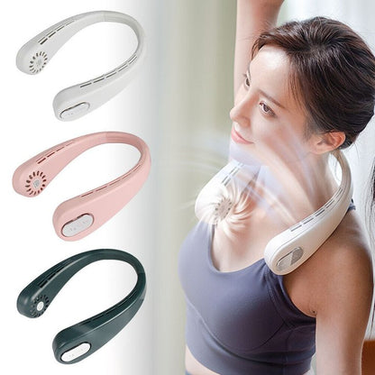 3-Speed Vaneless Neck Hanging Fan – 360° Hands-Free Cooling Comfort
